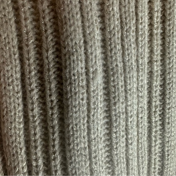 Karl Lagerfeld Paris Beige Shimmer Cable Knit Sweater with Faux Pearls Size M - Picture 8 of 12